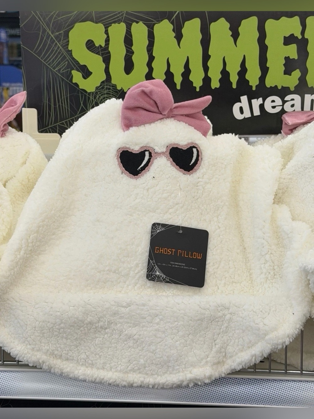 Plush Ghost Pillow with Pink Bow & Heart Sunglasses NWT